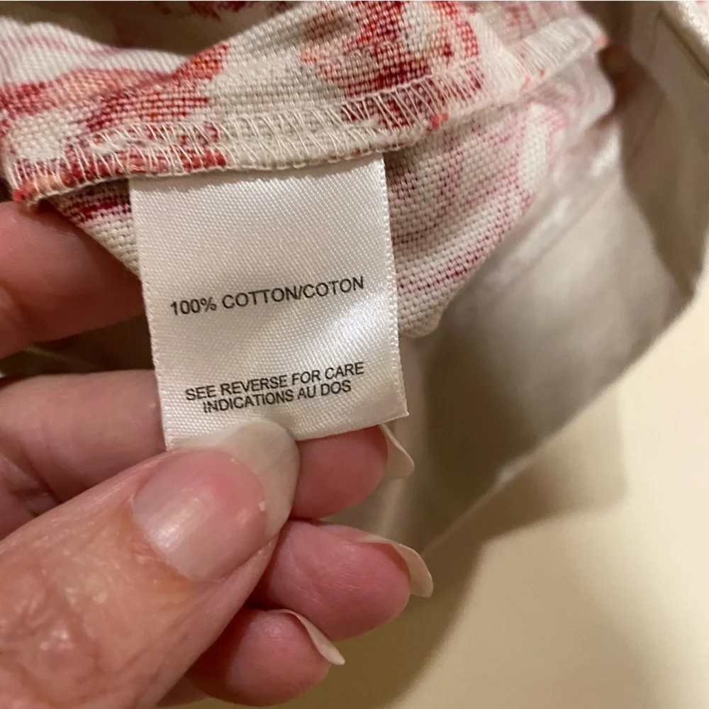 Talbots Skirt Women’s 8P Tan Floral Print Flat Front Zipper Back Slit Cotton - Picture 4 of 7